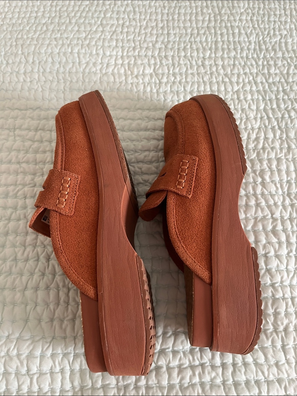 Suede Platform Mule Loafers in Rust - Picture 4 of 6